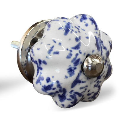 Set of Eight Blue And White Ceramic And Metal Drawer Pull Knobs HomeRoots