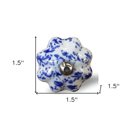 Set of Eight Blue And White Ceramic And Metal Drawer Pull Knobs HomeRoots