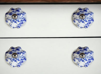 Set of Eight Blue And White Ceramic And Metal Drawer Pull Knobs HomeRoots