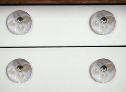 Set of Eight Beige And White Ceramic And Metal Drawer Pull Knobs HomeRoots