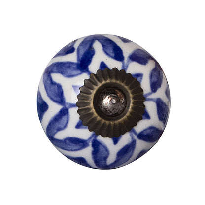 Set of Eight Blue And White Ceramic And Metal Drawer Pull Knobs HomeRoots