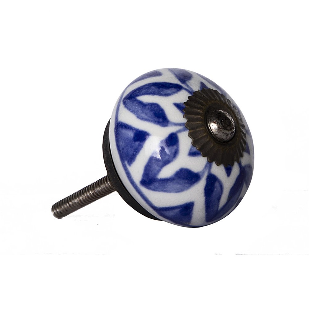 Set of Eight Blue And White Ceramic And Metal Drawer Pull Knobs HomeRoots
