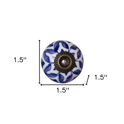 Set of Eight Blue And White Ceramic And Metal Drawer Pull Knobs HomeRoots
