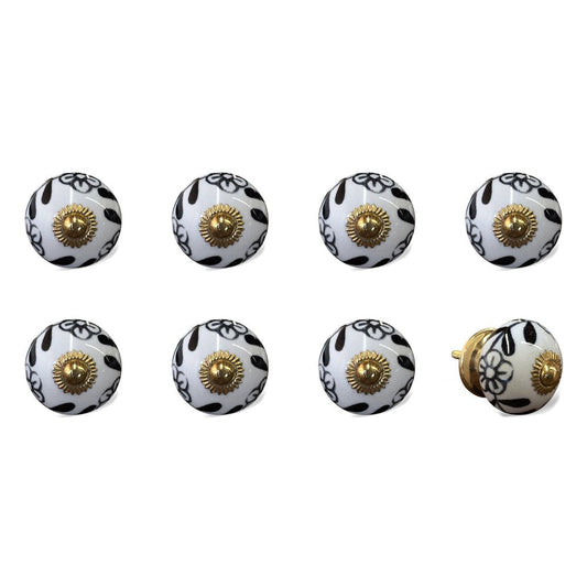 Set of Eight Blue And White Ceramic And Metal Drawer Pull Knobs HomeRoots