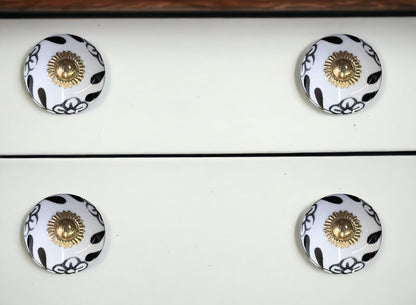 Set of Eight Blue And White Ceramic And Metal Drawer Pull Knobs HomeRoots
