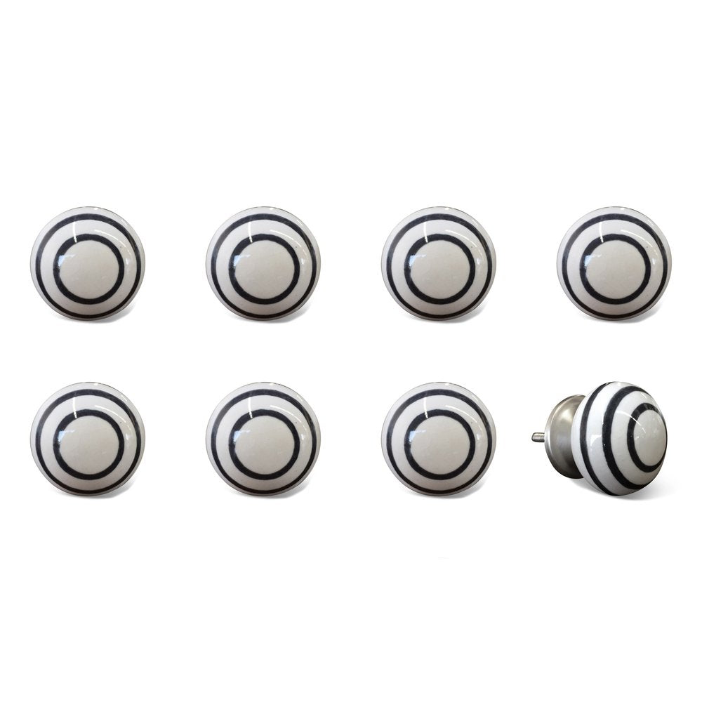 Set of Eight Black And White Ceramic And Metal Drawer Pull Knobs HomeRoots