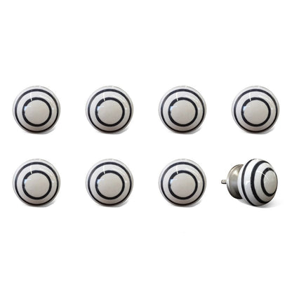 Set of Eight Black And White Ceramic And Metal Drawer Pull Knobs HomeRoots