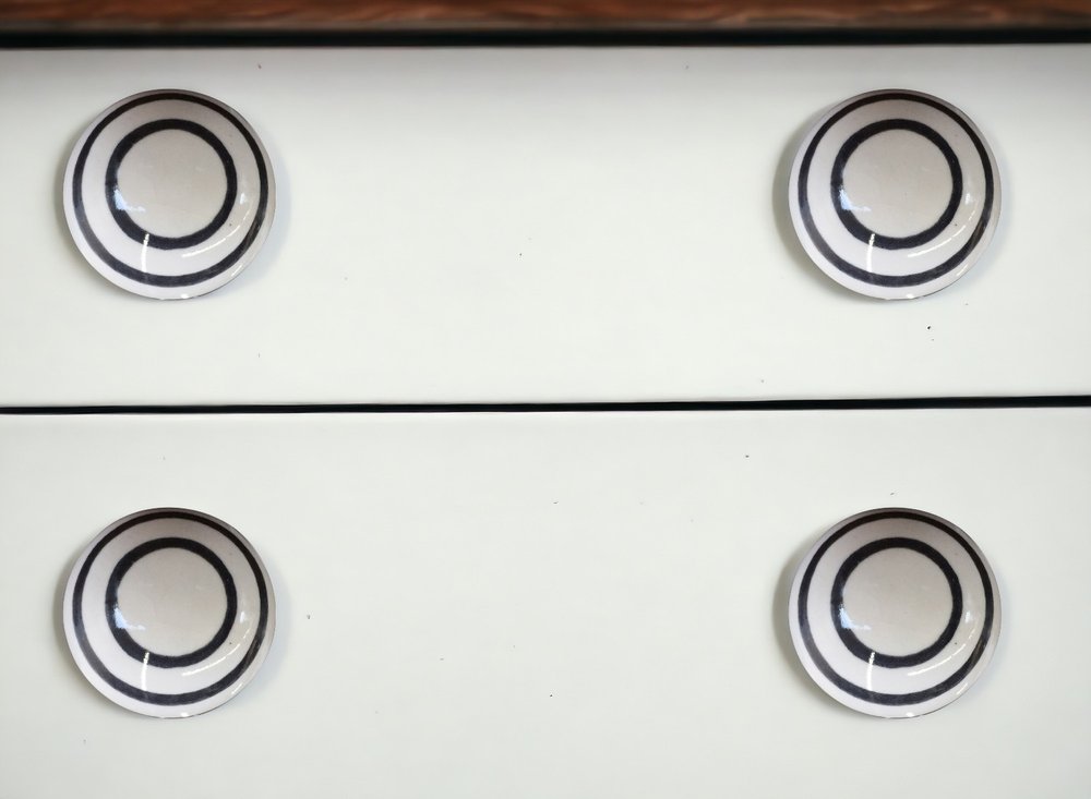 Set of Eight Black And White Ceramic And Metal Drawer Pull Knobs HomeRoots