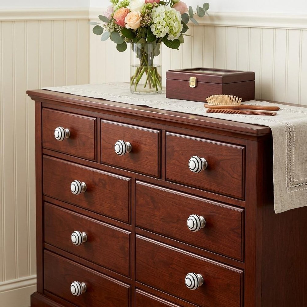 Set of Eight Black And White Ceramic And Metal Drawer Pull Knobs HomeRoots