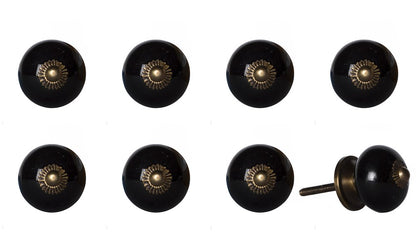 Set of Eight Brown And Black Ceramic And Metal Drawer Pull Knobs HomeRoots