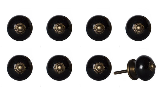 Set of Eight Brown And Black Ceramic And Metal Drawer Pull Knobs HomeRoots