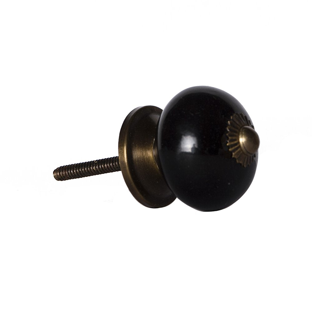 Set of Eight Brown And Black Ceramic And Metal Drawer Pull Knobs HomeRoots