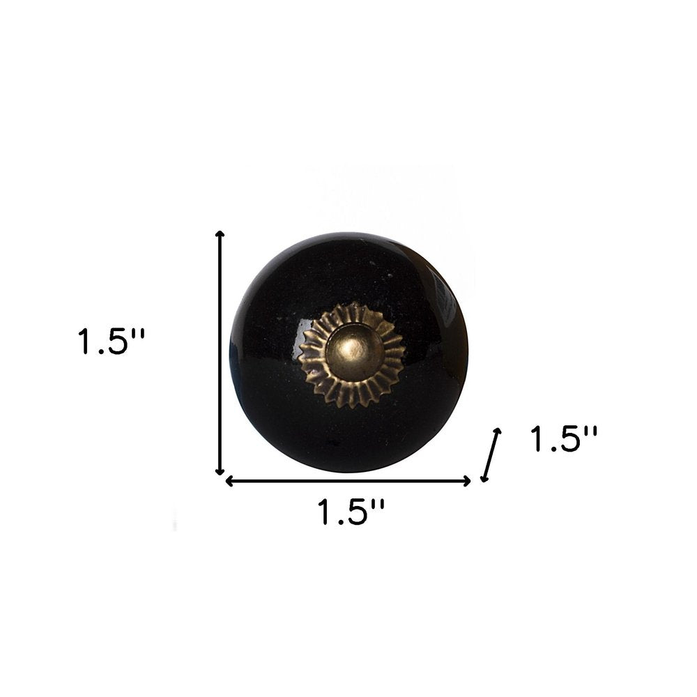 Set of Eight Brown And Black Ceramic And Metal Drawer Pull Knobs HomeRoots
