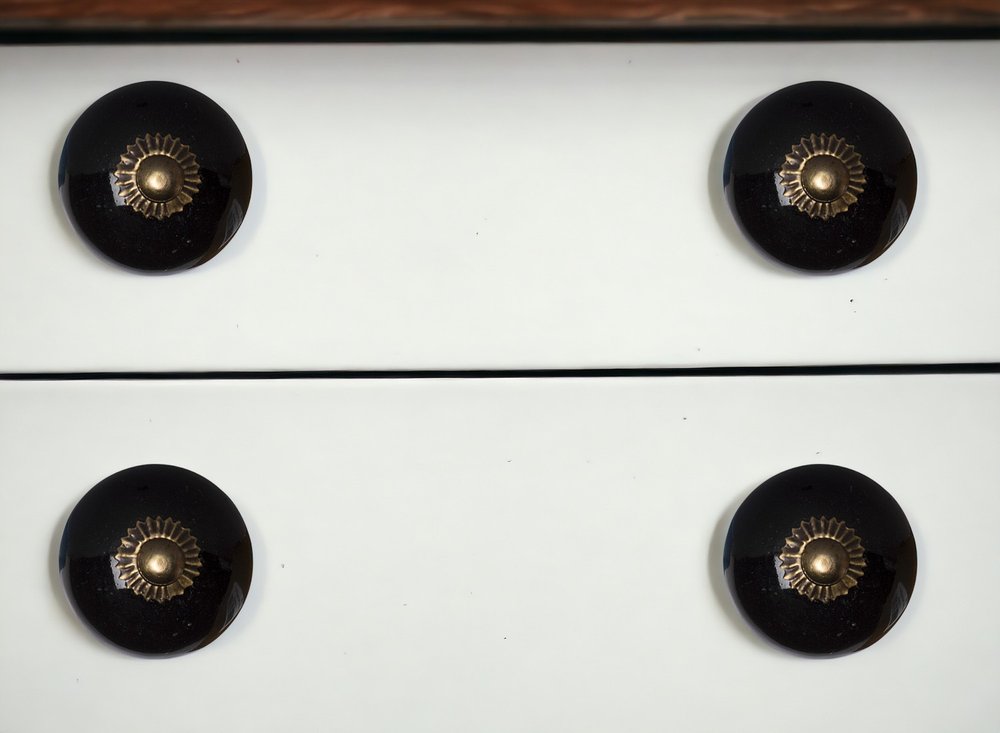 Set of Eight Brown And Black Ceramic And Metal Drawer Pull Knobs HomeRoots