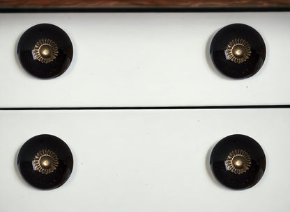 Set of Eight Brown And Black Ceramic And Metal Drawer Pull Knobs HomeRoots