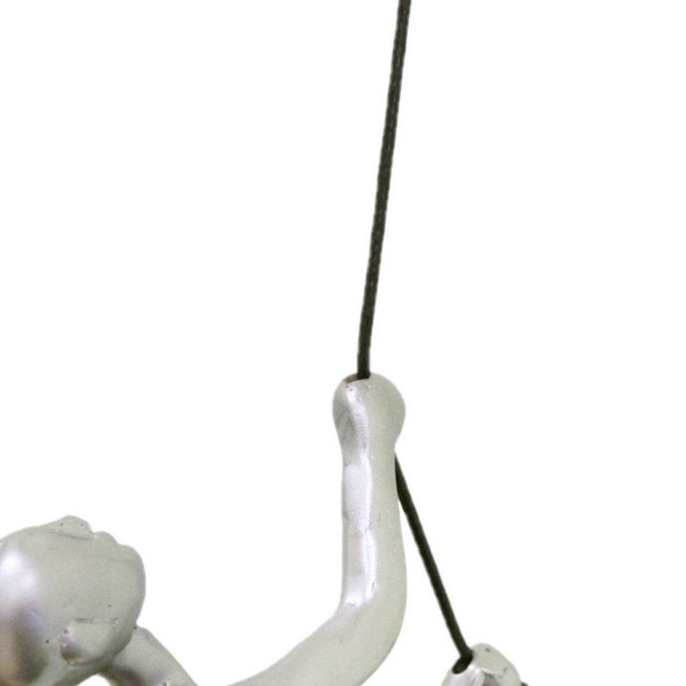 Set of Two Silver Resin Climbing Man Hanging Dimensional Sculpture — view 4