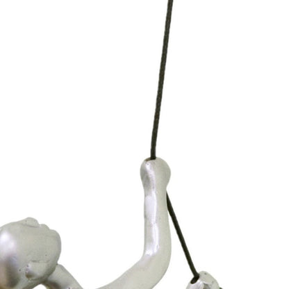 Set of Two Silver Resin Climbing Man Hanging Dimensional Sculpture