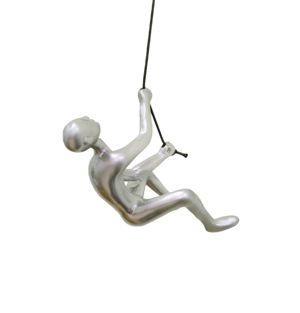 Set of Two Silver Resin Climbing Man Hanging Dimensional Sculpture — view 5