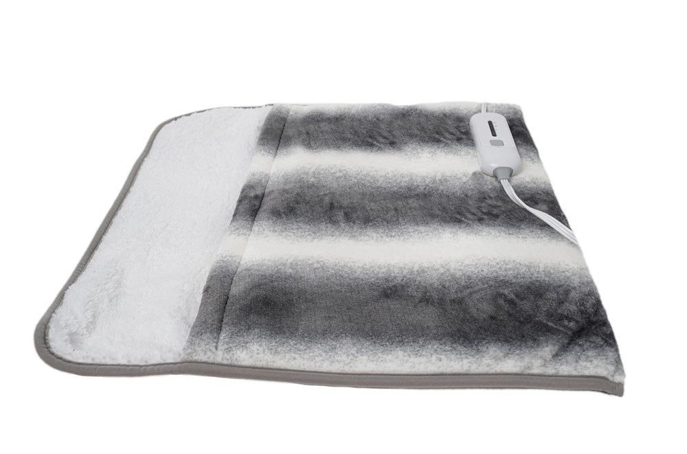 20" X 22" Gray And White Faux Fur Animal PrintHeated Plush Throw Blanket — view 1