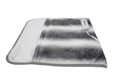 20" X 22" Gray And White Faux Fur Animal PrintHeated Plush Throw Blanket