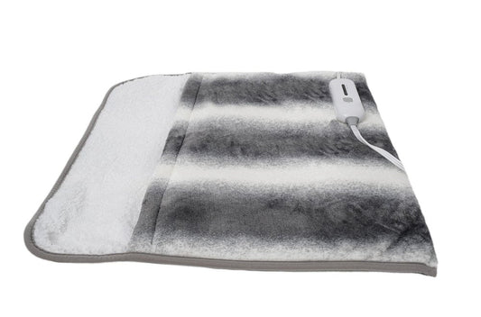 20" X 22" Gray And White Faux Fur Animal PrintHeated Plush Throw Blanket