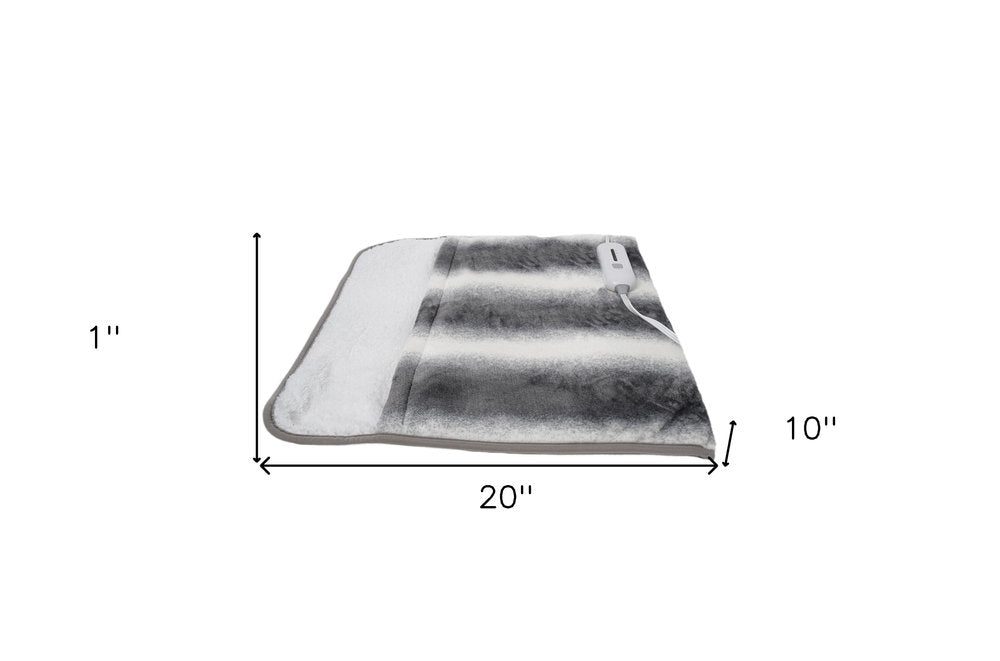 20" X 22" Gray And White Faux Fur Animal PrintHeated Plush Throw Blanket — view 5