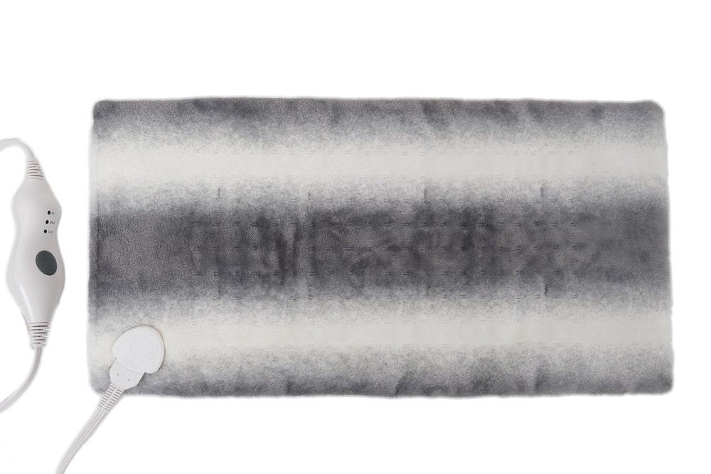 12" X 24" Gray Ombre Faux Fur Heated Plush Lap Pad HomeRoots