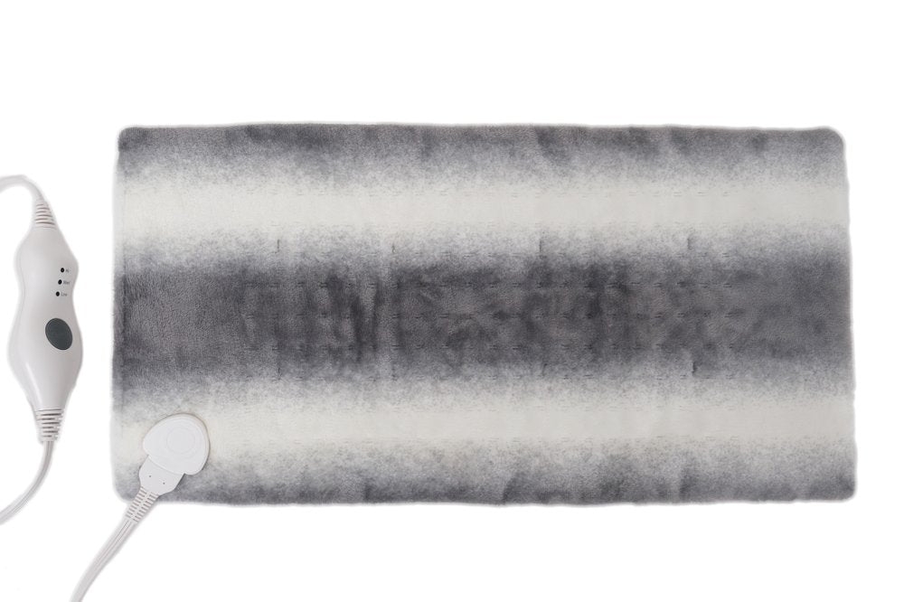 12" X 24" Gray Ombre Faux Fur Heated Plush Lap Pad HomeRoots