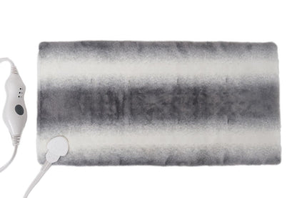 12" X 24" Gray Ombre Faux Fur Heated Plush Lap Pad HomeRoots