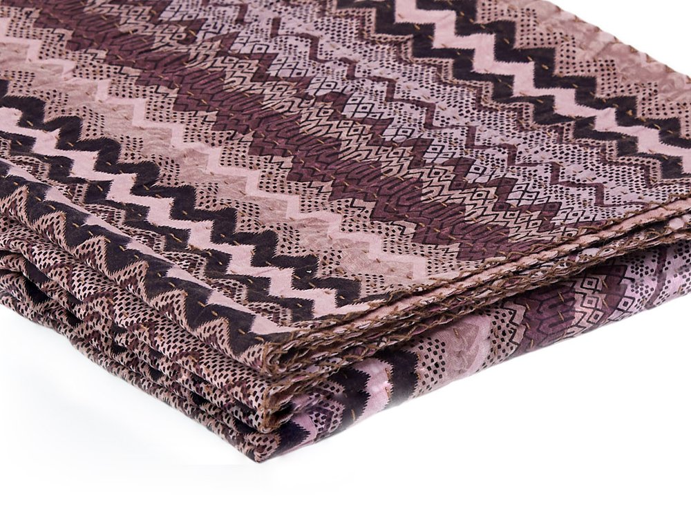 50" X 70" Black And Pink Cotton Kantha Chevron Throw Blanket HomeRoots