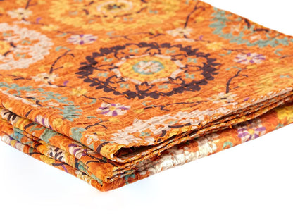 50" X 70" Red Floral Cotton Quilted Kantha Throw Blanket with Embroidery HomeRoots
