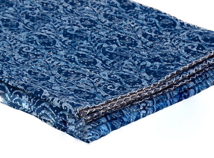 50" X 70" Blue Paisley Cotton Quilted Kantha Throw Blanket with Embroidery HomeRoots