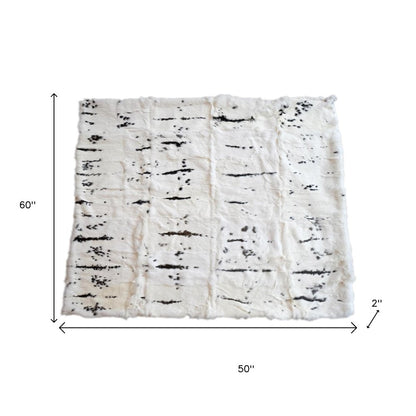 50" X 60" Black And White Rabbit Fur Plush Throw Blanket HomeRoots