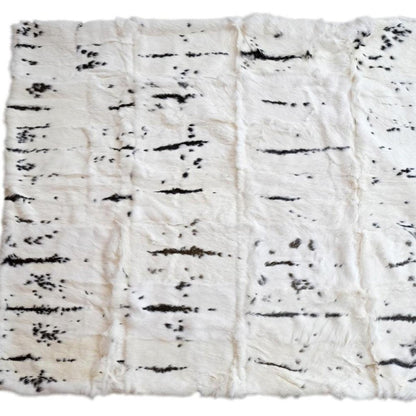 50" X 60" Black And White Rabbit Fur Plush Throw Blanket HomeRoots