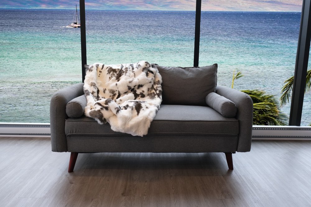50" X 60" Brown And White Rabbit Fur Plush Throw Blanket HomeRoots