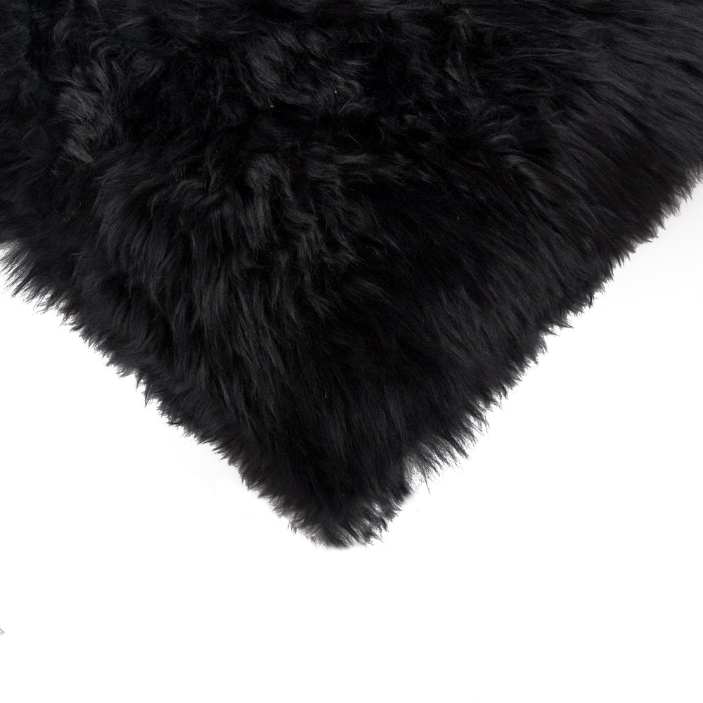 Set of Two 12" X 20" Black Sheepskin Lumbar Throw Pillows — view 3