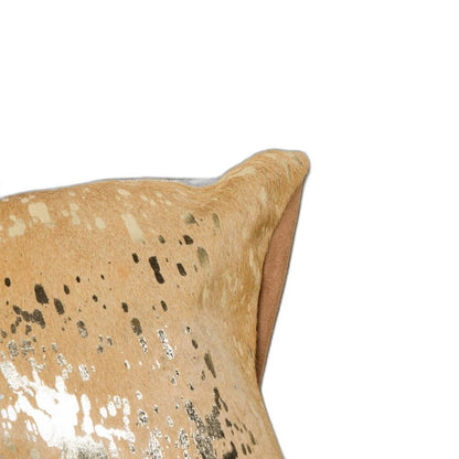 18" Gold And Brown Cowhide Cowhide Throw Pillow HomeRoots