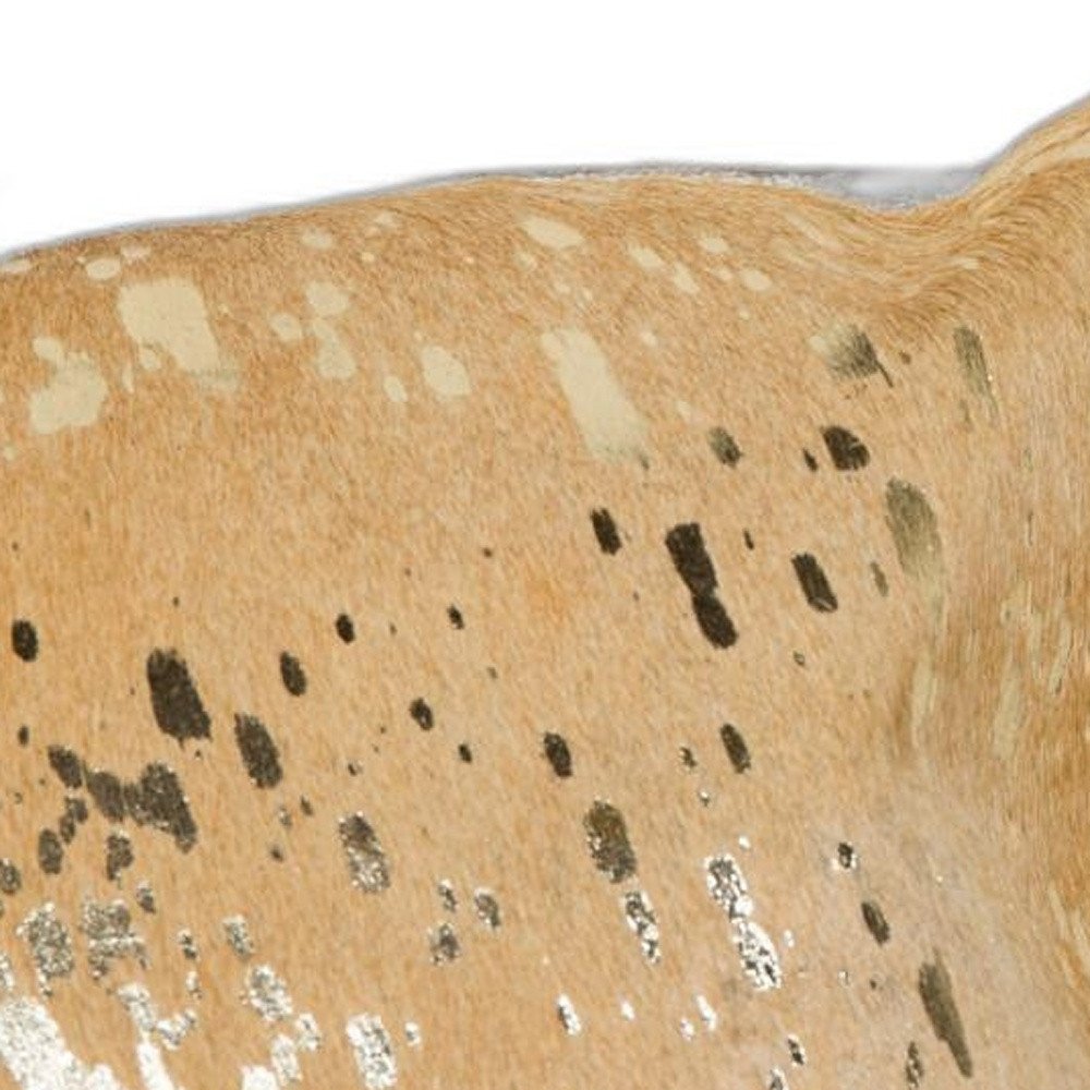 18" Gold And Brown Cowhide Cowhide Throw Pillow — view 3
