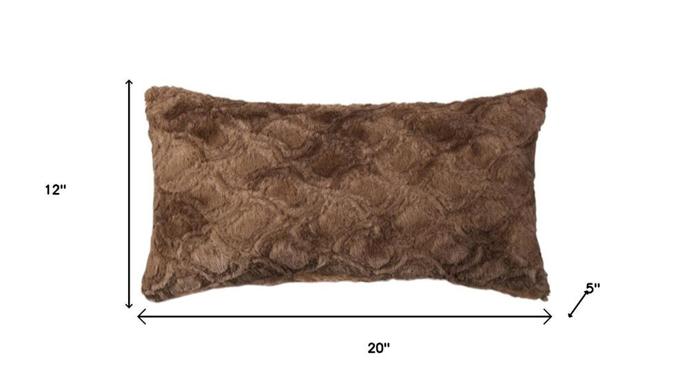 Set of Two 12" X 20" Brown Faux Fur Lumbar Throw Pillows — view 7