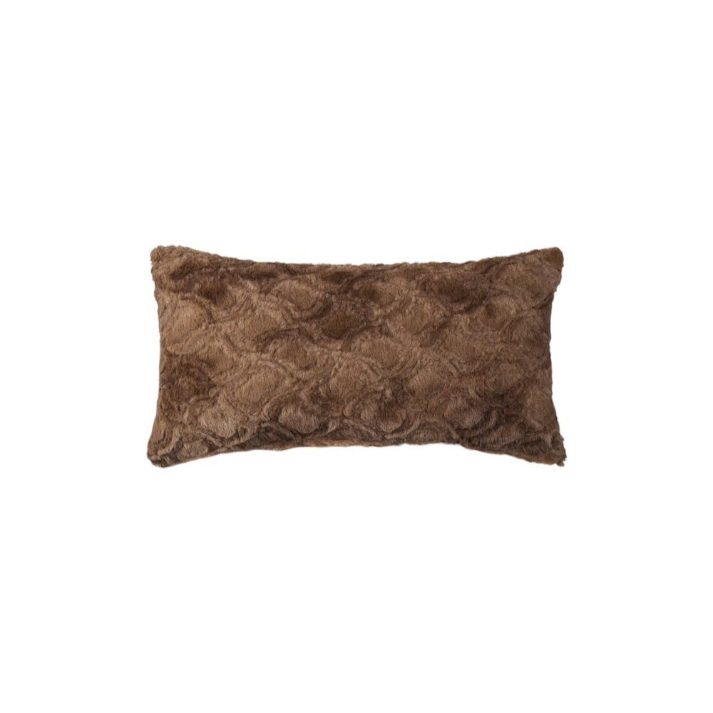 Set of Two 12" X 20" Brown Faux Fur Lumbar Throw Pillows — view 6