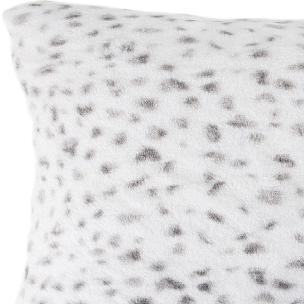 Set of Two 12" X 20" White and Gray Faux Fur Lumbar Throw Pillows — view 4