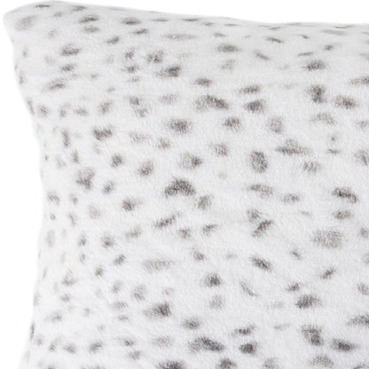 Set of Two 12" X 20" White and Gray Faux Fur Lumbar Throw Pillows