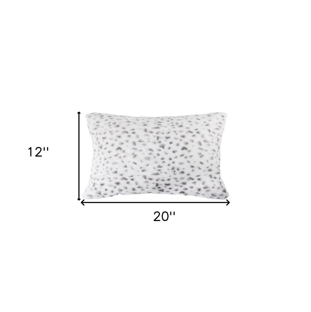 Set of Two 12" X 20" White and Gray Faux Fur Lumbar Throw Pillows — view 6