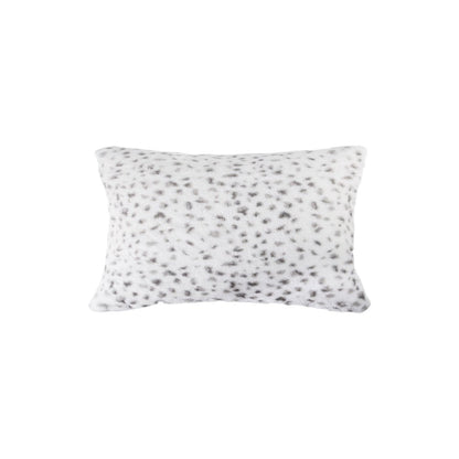 Set of Two 12" X 20" White and Gray Faux Fur Lumbar Throw Pillows