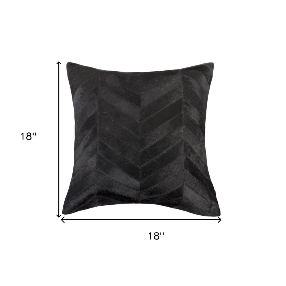Set of Two 18" Black Chevron Cowhide Throw Pillows — view 6