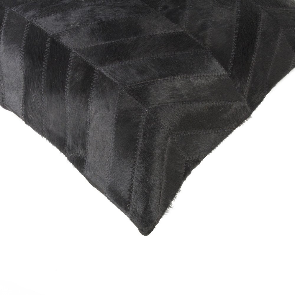Set of Two 18" Black Chevron Cowhide Throw Pillows — view 2