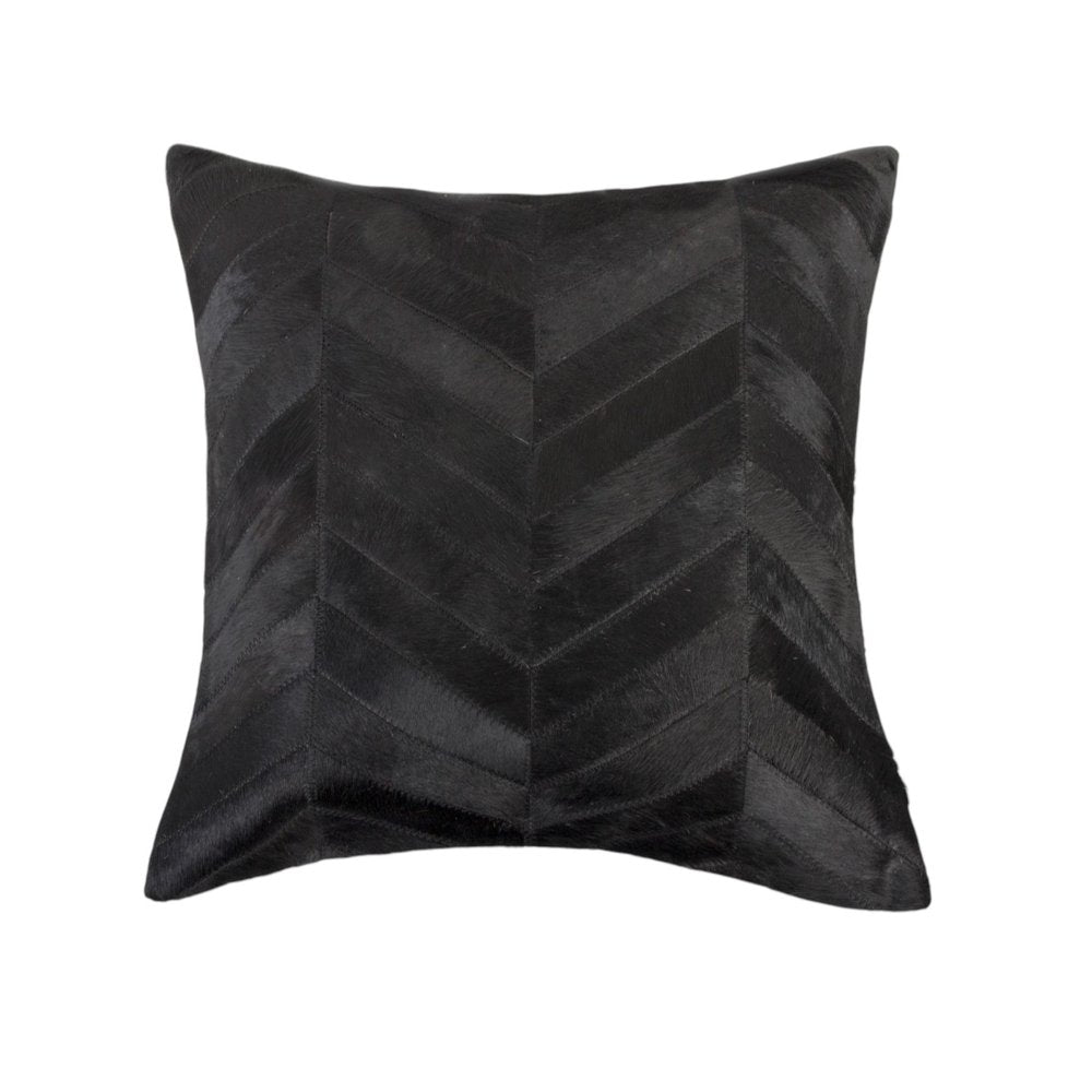 Set of Two 18" Black Chevron Cowhide Throw Pillows — view 5
