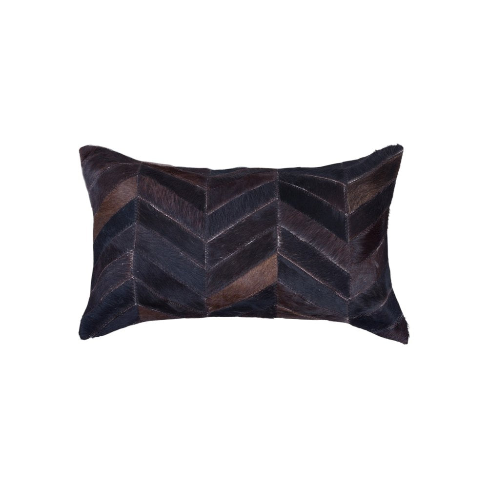 Set of Two 12" X 20" Chocolate Chevron Cowhide Lumbar Throw Pillows — view 5