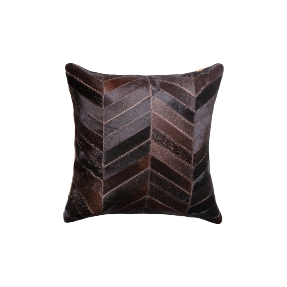 Set of Two 18" Chocolate Chevron Cowhide Throw Pillows — view 3
