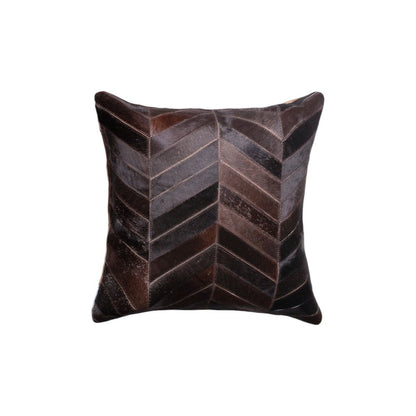 Set of Two 18" Chocolate Chevron Cowhide Throw Pillows